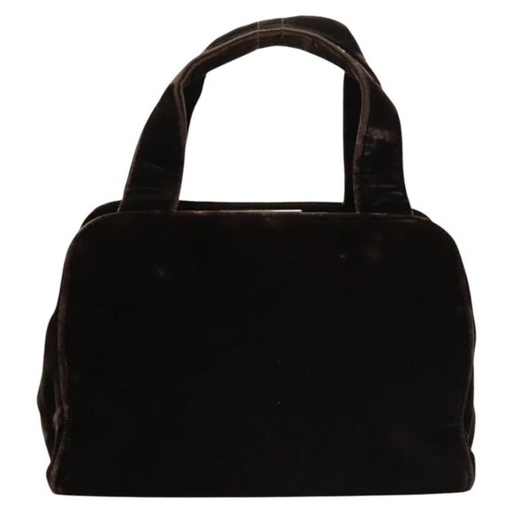 PRADA Hand Bag Velor Dark Brown Auth MY263 - Picture 3 of 16